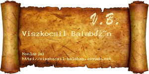Viszkocsil Balabán névjegykártya